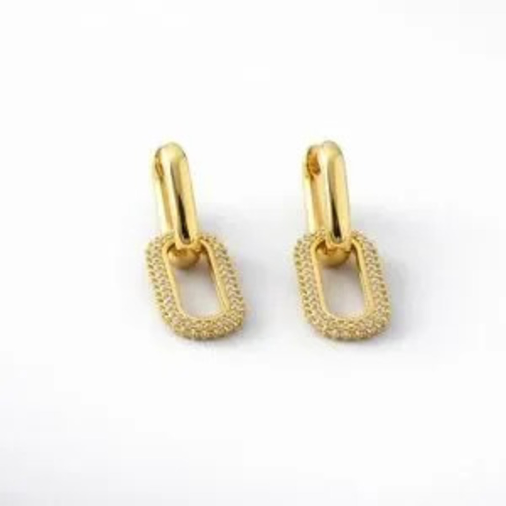 Oval Crystal Double Hoop Earrings (7719)
